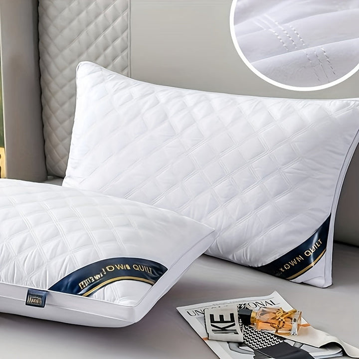 Velours-achtige 3D kussens (set van 2) van polyester voor zacht slaapcomfort. Hypoallergeen, wasbaar & nekondersteunend.