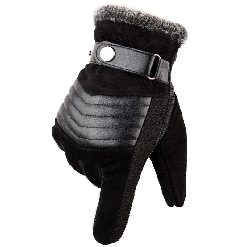 Zwarte functionele heren handschoenen die warmte bieden en compatibel zijn met touchscreens. Geschikt voor buiten.