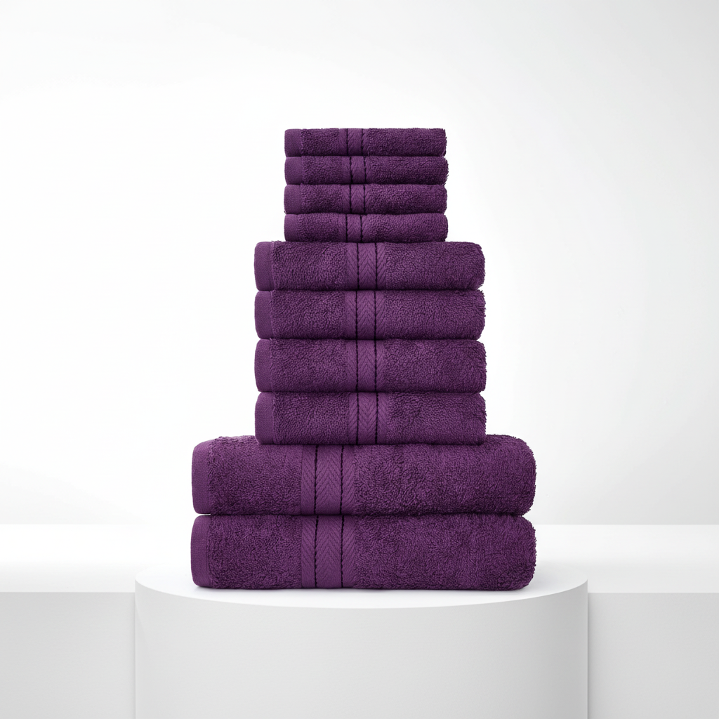 Premium 10-delige handdoekenset van Egyptisch katoen, perfecte aanvulling op elke luxe badkamer.