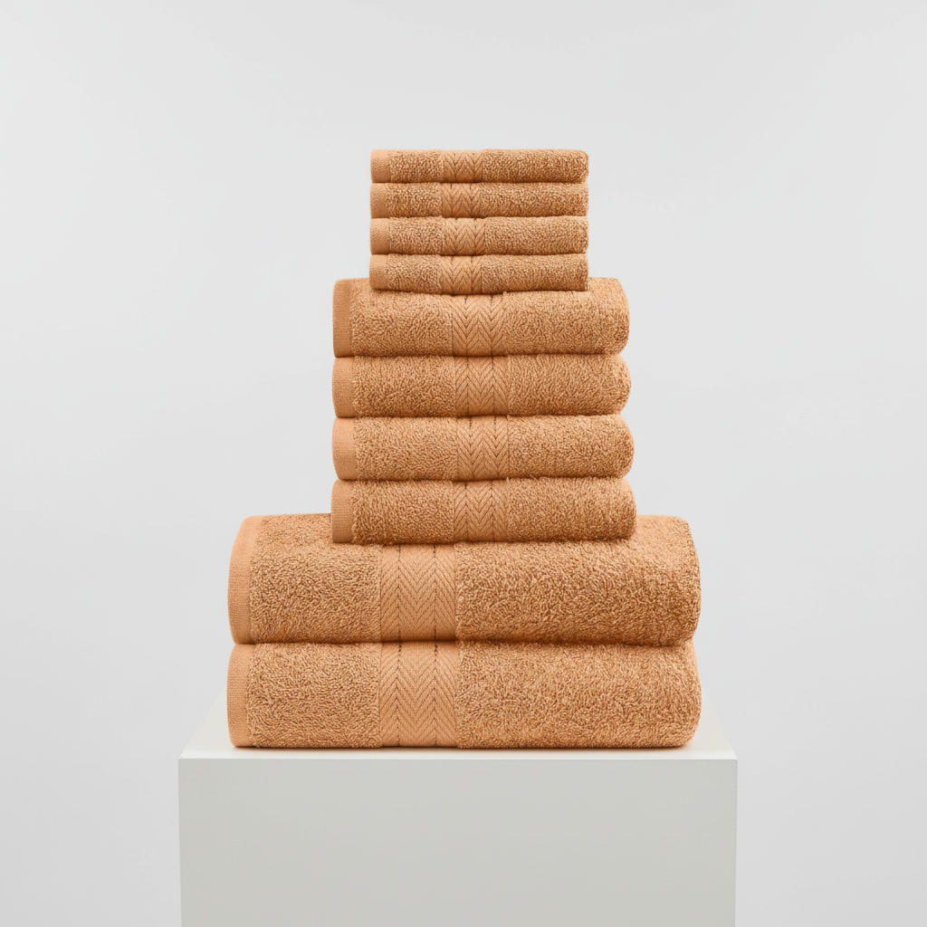 Ultra-absorberende en superzachte 10-delige handdoekenset, gemaakt van echt Egyptisch katoen.