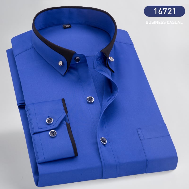 Stijlvol heren overhemd Victor met lange mouwen, gedragen door model voor een modieuze en comfortabele look.