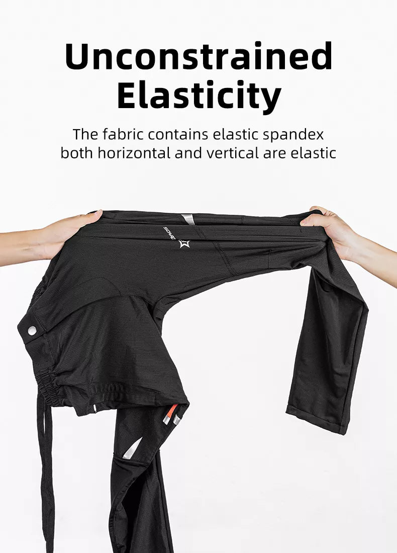 Reflecterende heren fietsbroek, essentieel voor veilige ritten in de schemering.