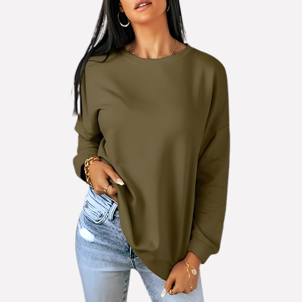Modieuze dames sweatshirt, ronde hals, combineert stijl met comfort naadloos.