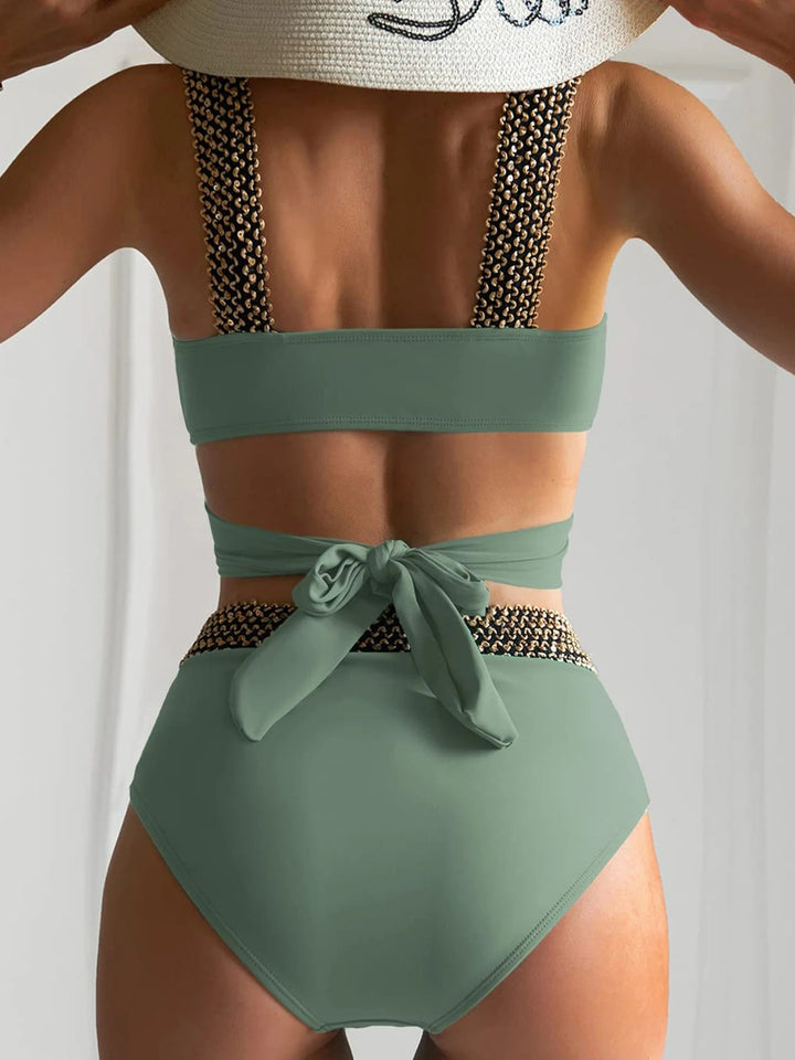 Flatterende push-up bikini voor dames, Yuna model met hoge taille, essentiële zwemkleding.