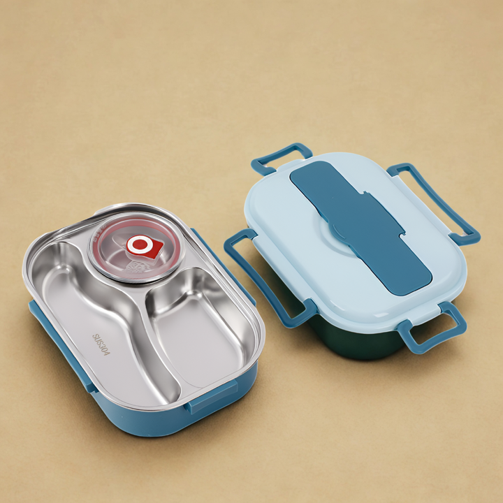Trendy thermische lunchbox van roestvrij staal, lekvrij en bento-stijl, voor elke dag onderweg.
