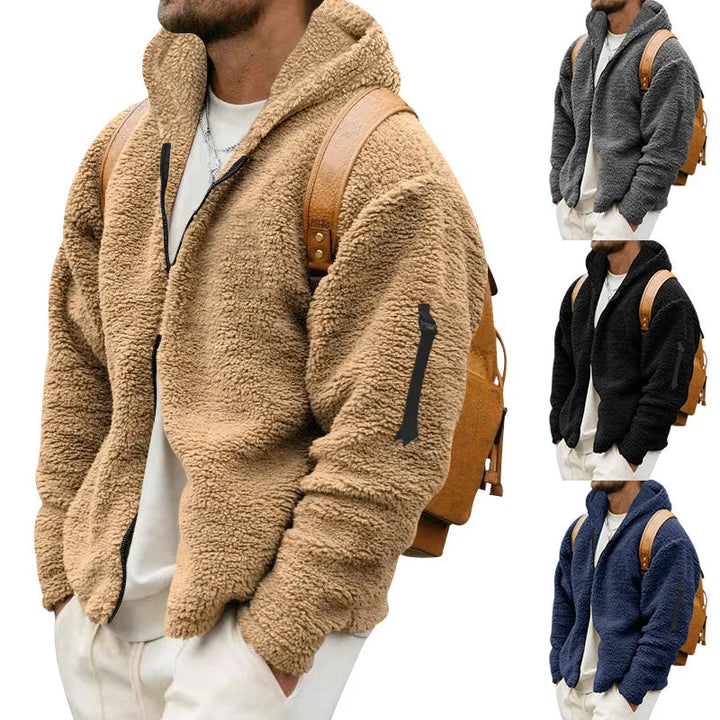 Heren casual fleecevest met capuchon, comfortabel en warm voor dagelijks gebruik in de winter.