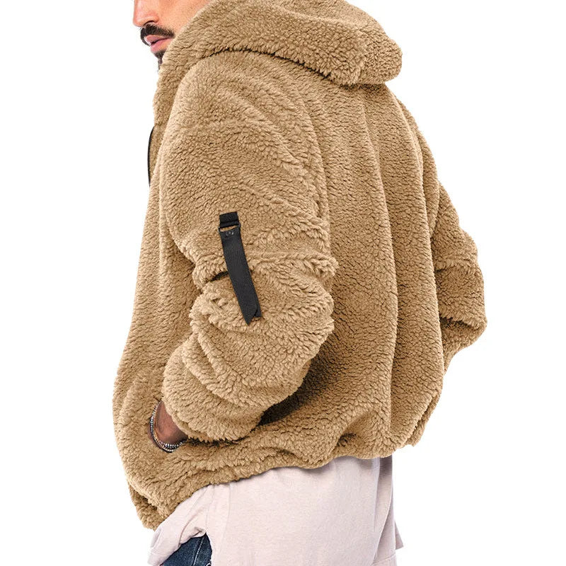 Warm fleecevest met capuchon voor heren, comfortabele en stijlvolle vintage winterkleding.