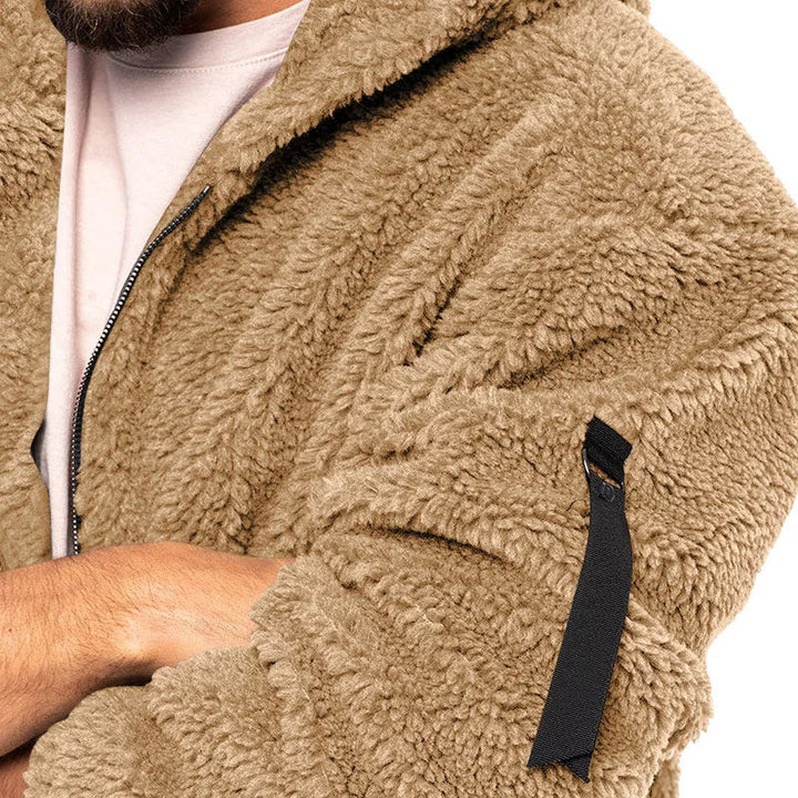 Modieus heren fleecevest met capuchon, warme en comfortabele vintage bovenkleding.