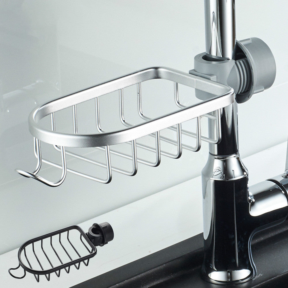 Sneldrogend afvoerrek van duurzaam aluminium voor hygiënische opslag in de douche, makkelijk op te hangen.