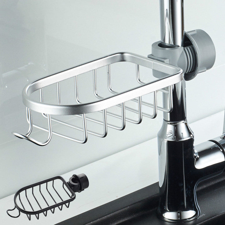 Sneldrogend afvoerrek van duurzaam aluminium voor hygiënische opslag in de douche, makkelijk op te hangen.