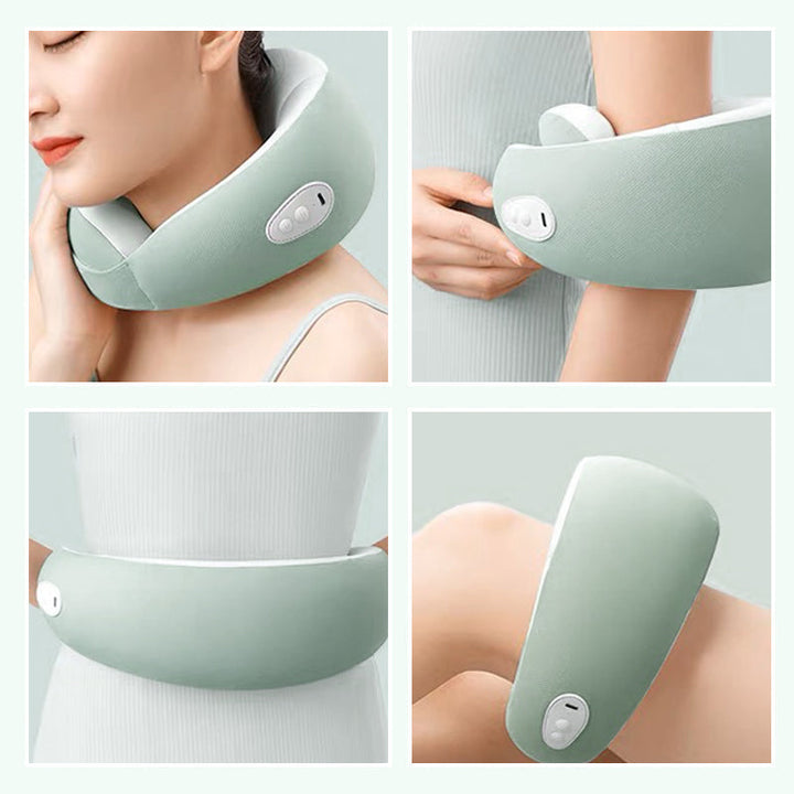 Draagbaar CozyTherm oplaadbaar verwarmingskussen met nek- en schoudermassagefunctie.
