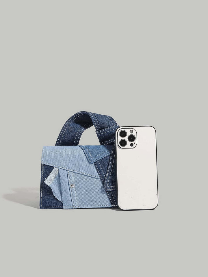 Koreaanse stijl denim schoudertas, dames crossbodytas, trendy modeaccessoire.