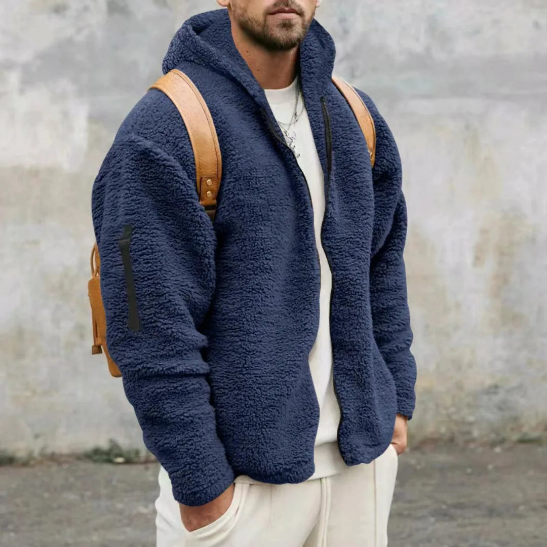 Heren vintage fleecevest met capuchon, warm en comfortabel voor herfst/winter.