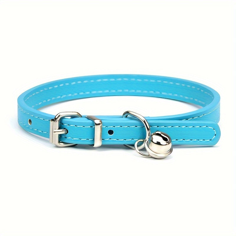 Duurzame verstelbare kattenhalsband, kunstleer, met bel en veiligheidsbuckle voor alle katten.