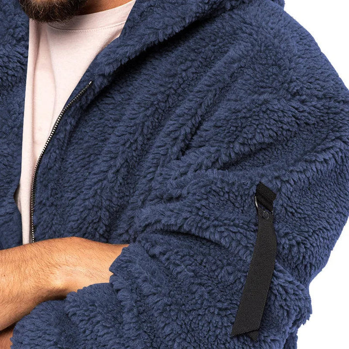 Heren fleecevest met capuchon, warm en comfortabel met vintage design, perfecte wintertop.