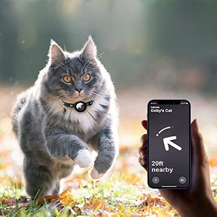 Kattenhalsband Milo met veiligheidssluiting, GPS-houder, reflecterend en belletje.