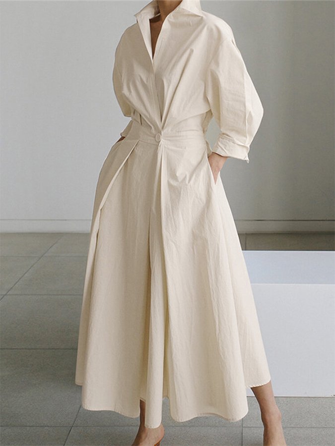 Comfortabele dames midi jurk met lange mouwen, ideaal voor herfst en winter.