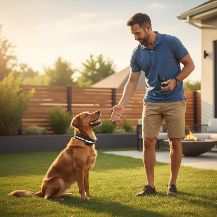 Waterdichte trilhalsband voor honden, effectief bij gedragstraining en tegen overmatig blaffen op afstand.