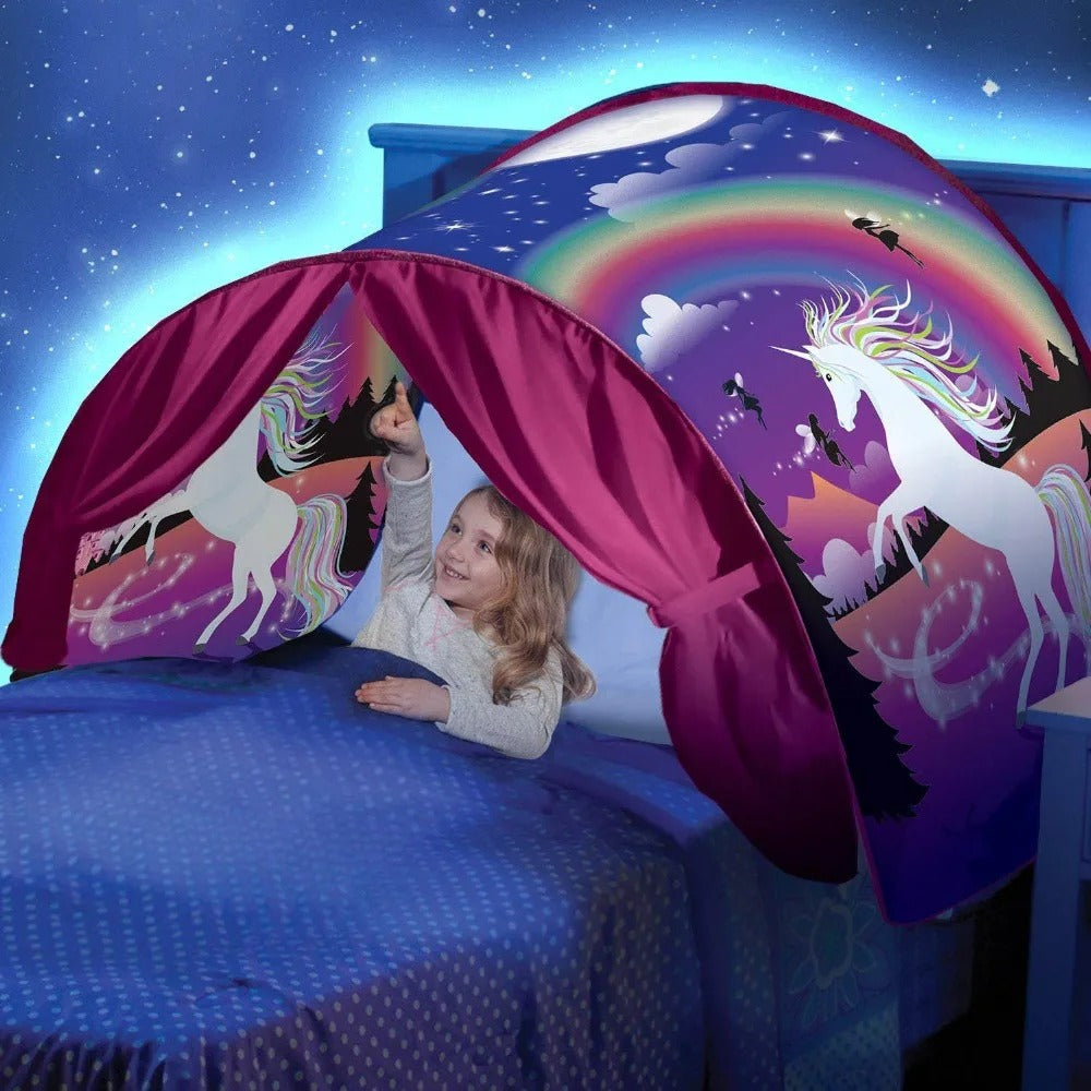 Kinderbedtent DroomDome: creëer een magische en veilige slaapwereld. Perfect voor een fantasierijke kinderkamer.