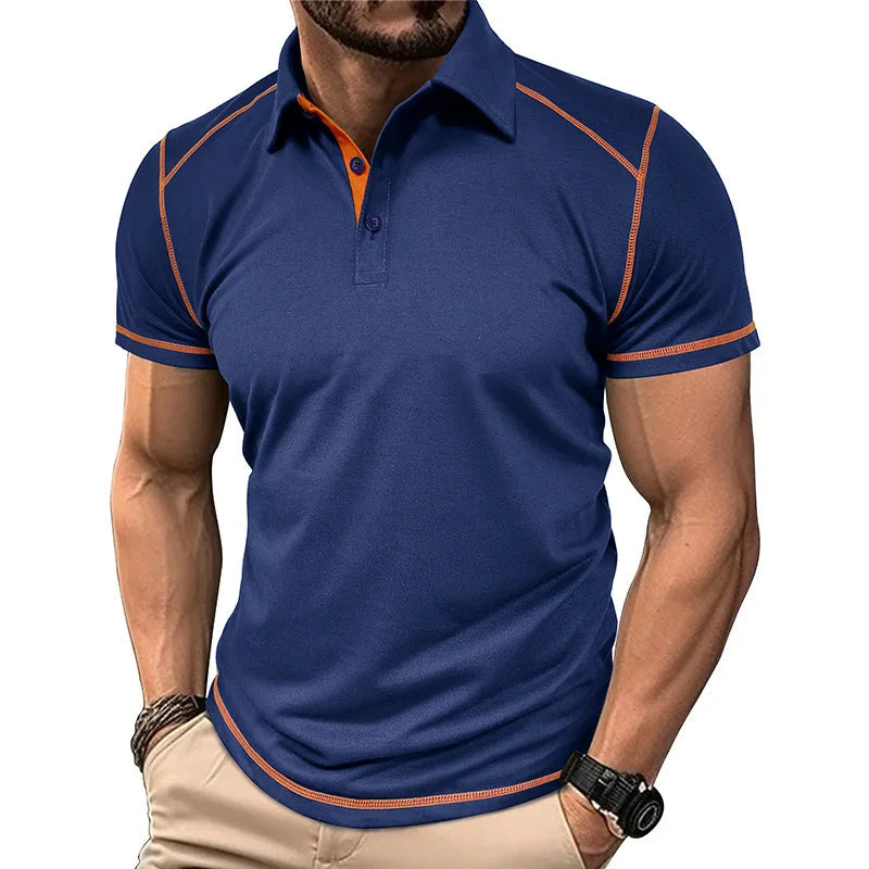 Comfortabele herenpolo met korte mouwen en moderne kleurblokken, ideaal voor lente en zomer.