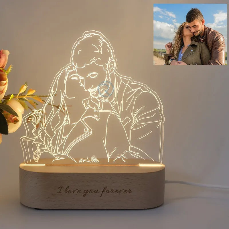 Gepersonaliseerde AuraGlow LED fotolamp, romantisch cadeau voor Valentijnsdag of Moederdag, met eigen foto.