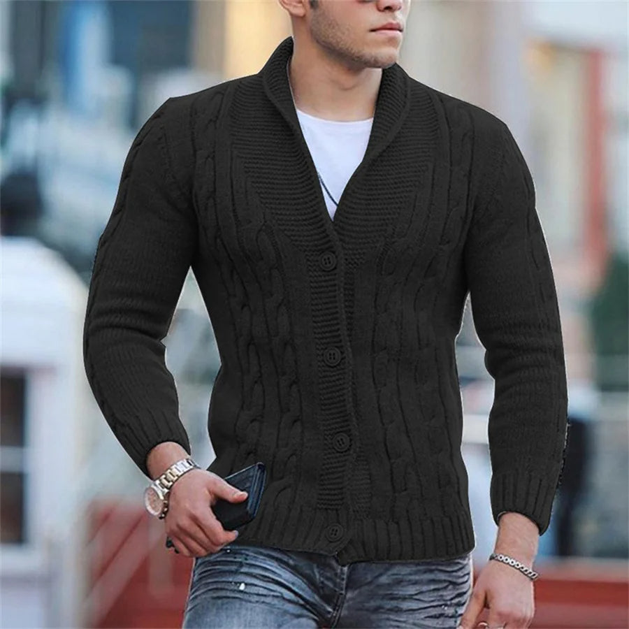 Heren streetwear gebreid vest met knoopsluiting, comfortabel en trendy.