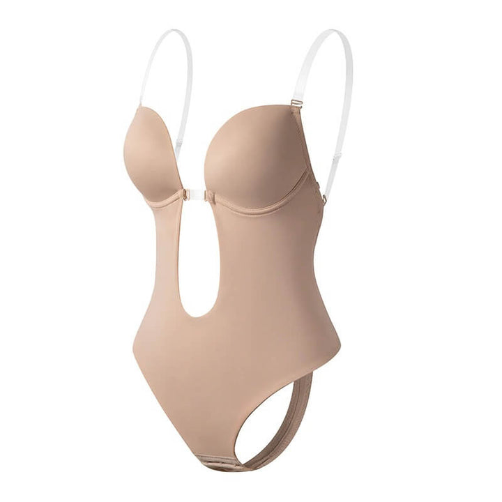 Figuurvormende dames body shaper, diepe V-hals en open rug; ideaal voor onder avondkleding.