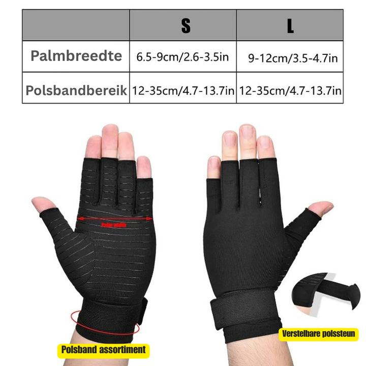 Medische compressiehandschoenen voor artritis en gewrichtspijn, bieden therapeutische handondersteuning.