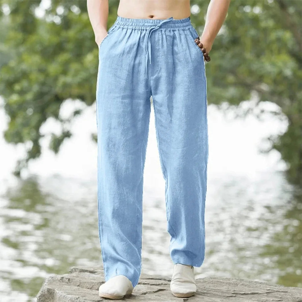 Heren relaxte strandbroek, ideaal voor zomer en vakantie. Comfortabel en ademend, met casual pasvorm.