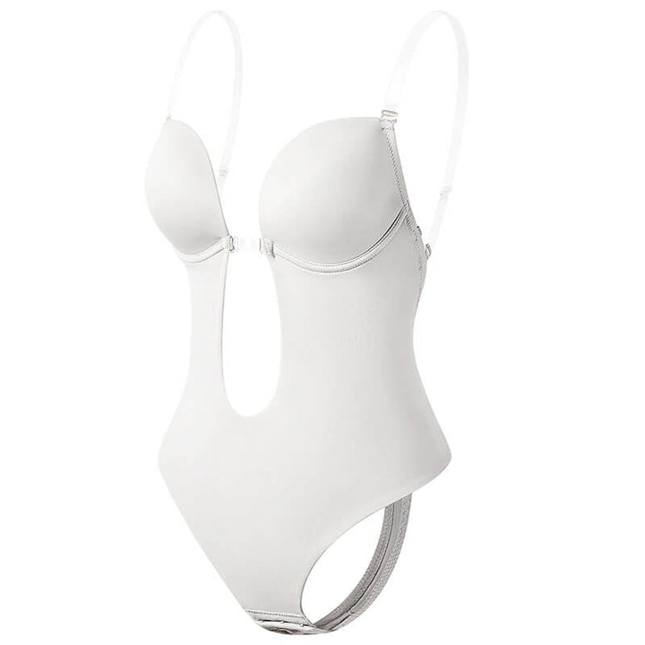 Elegante dames lingerie: Deep V body shaper met open rug voor een gestroomlijnd silhouet.