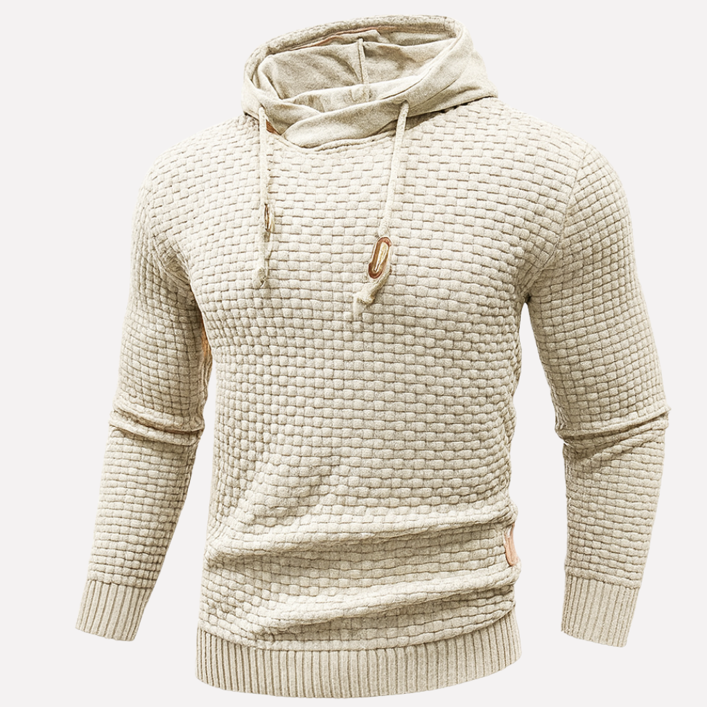 Man draagt casual heren hoodie pullover, comfortabel en veelzijdig design, perfect voor herenkleding.