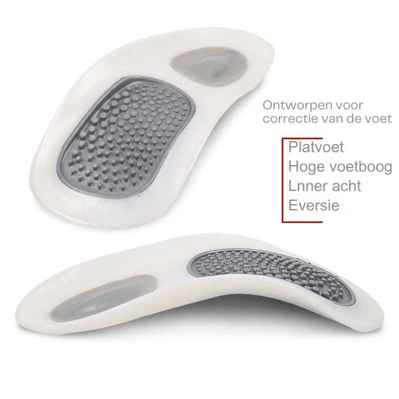 Orthopedische inlegzolen voor actieve voetcorrectie en verlichting van platvoetklachten, verbeteren comfort en houding.