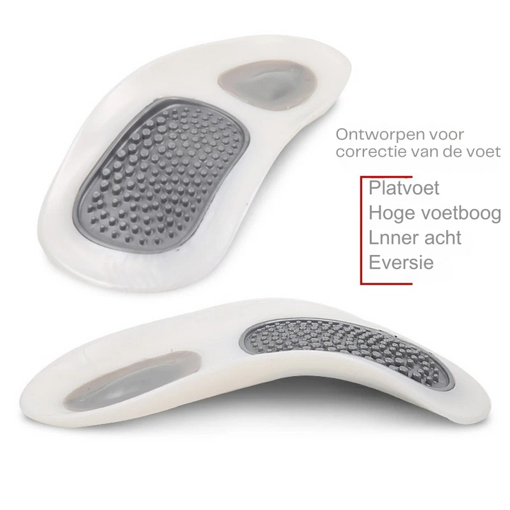 Orthopedische inlegzolen voor actieve voetcorrectie en verlichting van platvoetklachten, verbeteren comfort en houding.