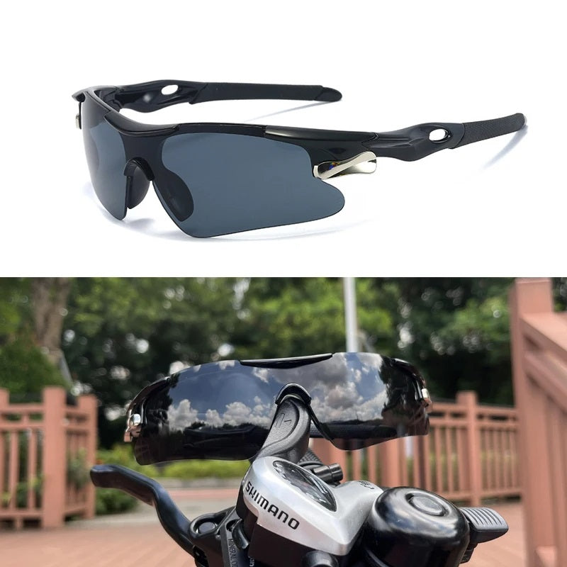 Heren sportzonnebril, ideaal voor fietsen & outdoor. Trendy, beschermend met UV400 en perfect voor wielrennen.