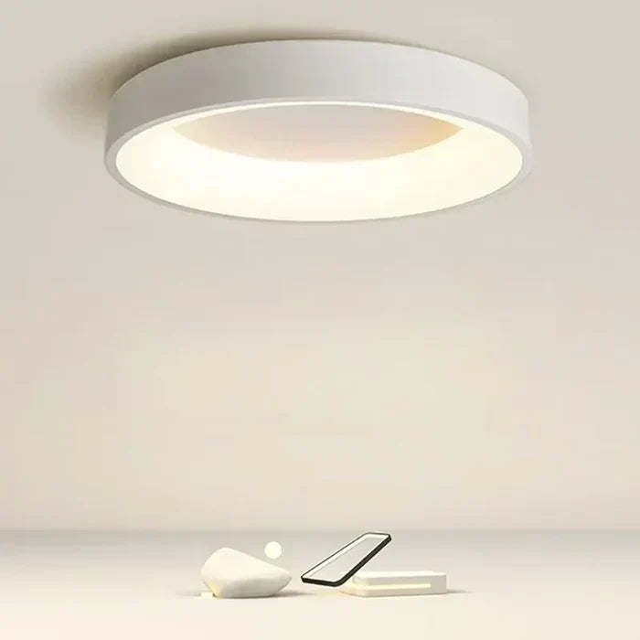 Ronde LED plafondlamp, modern Scandinavisch design. Ideaal voor slaapkamer. Dimbaar, energiezuinige binnenverlichting.