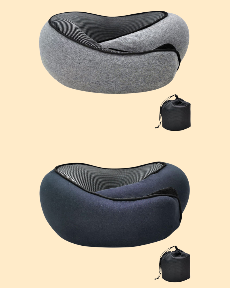 Ergonomisch nekkussen van traagschuim voor optimaal comfort en ondersteuning tijdens reizen.