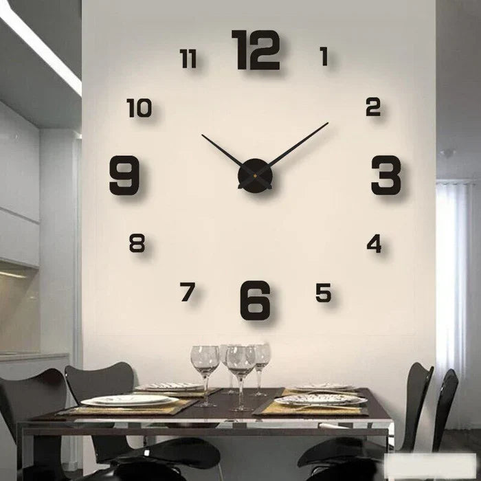 Moderne DIY wandklok, grote personaliseerbare ArtTime klok voor stijlvolle woonkamer decoratie.