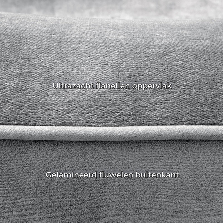 Elegant grijs orthopedisch hondenbed met traagschuim, essentieel voor comfort en ondersteuning van uw huisdier.