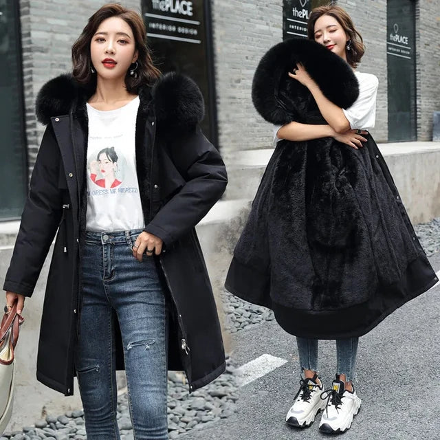 Trendy dames winterparka, loose fit, met warme capuchon. Perfecte casual outdoorkleding.