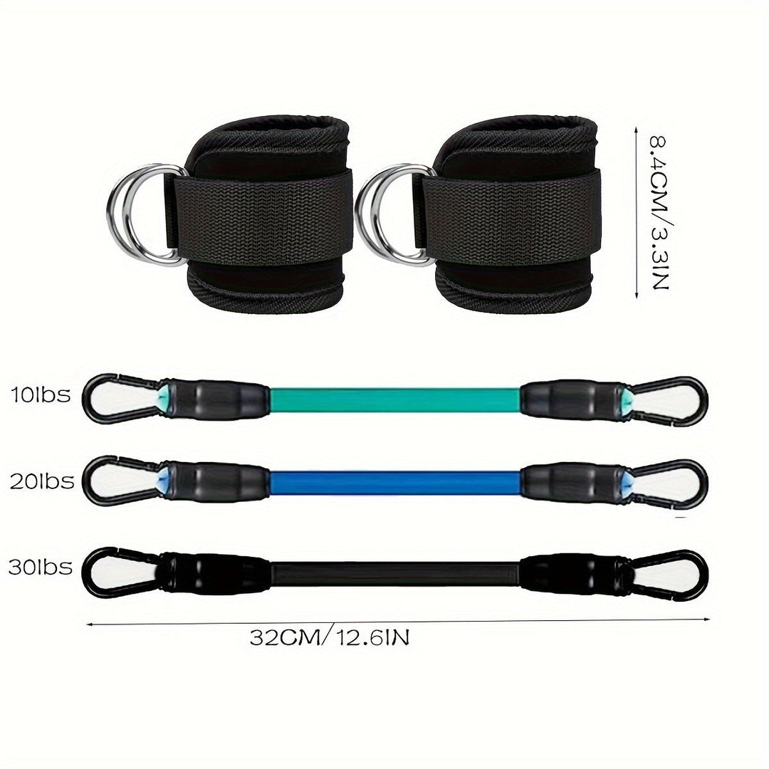 Complete set verstelbare enkelweerstand bands voor intensieve workouts. Ideaal voor fitness training thuis.