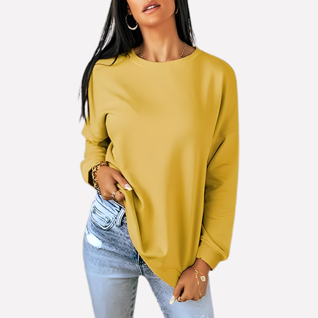 Comfortabele dames sweatshirt, crew neck, makkelijk te combineren met diverse outfits.