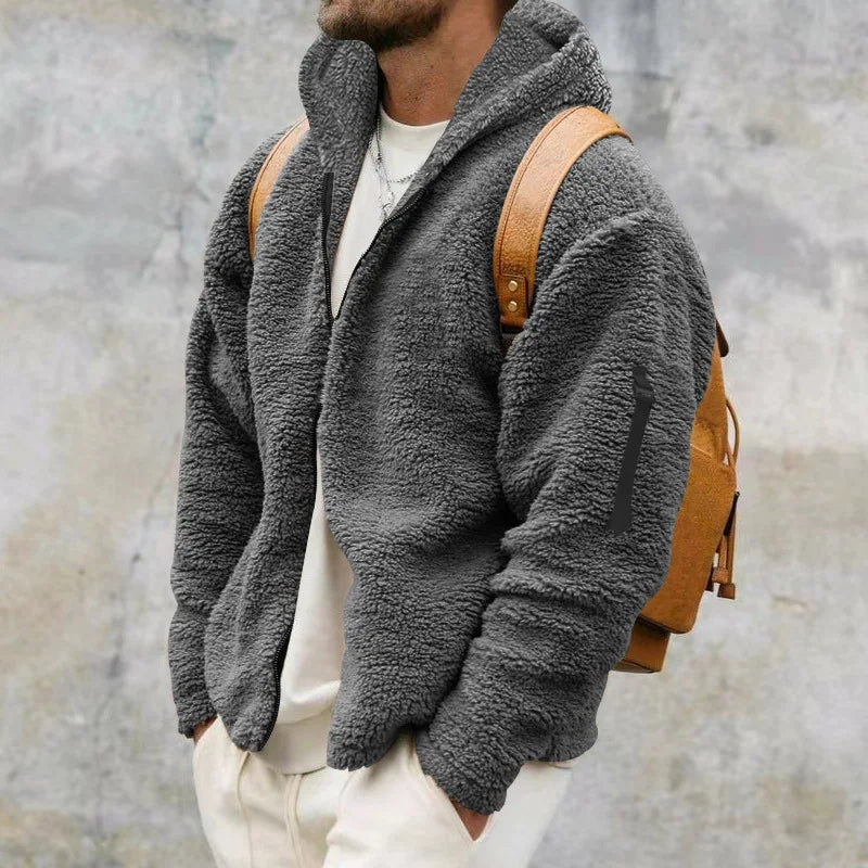 Duurzaam heren vintage fleecevest met capuchon, warm en comfortabel voor dagelijks wintergebruik.