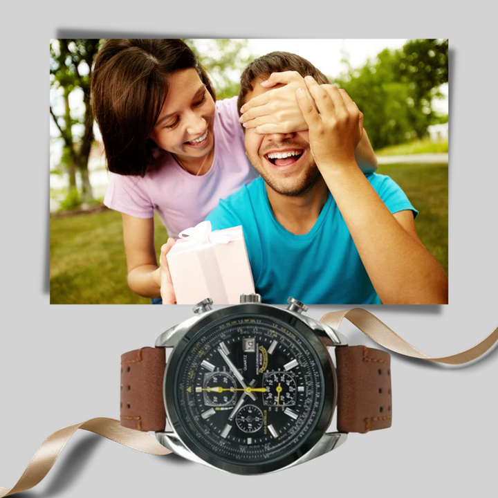 Modern heren quartzhorloge met strakke lijnen en waterdicht ontwerp, een elegant en duurzaam polsaccessoire.