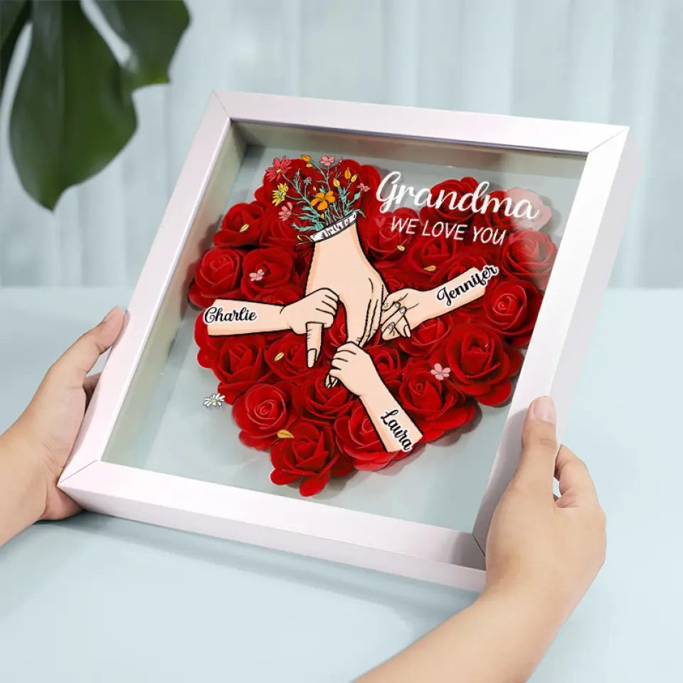 Houten acryl gepersonaliseerd bloemencadeau met namen; een liefdevol familie decoratie voor mama.