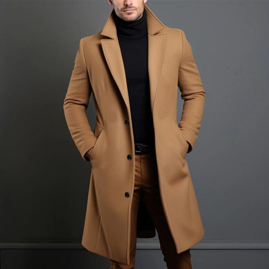 Elegante heren wollen jas voor koud weer. Tijdloze winterjas van warme wolmix, ideaal voor casual en formele outfits.