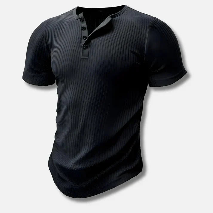 Comfortabel slim fit heren Henley shirt, veelzijdig voor dagelijkse kleding, met stijlvolle knopen.