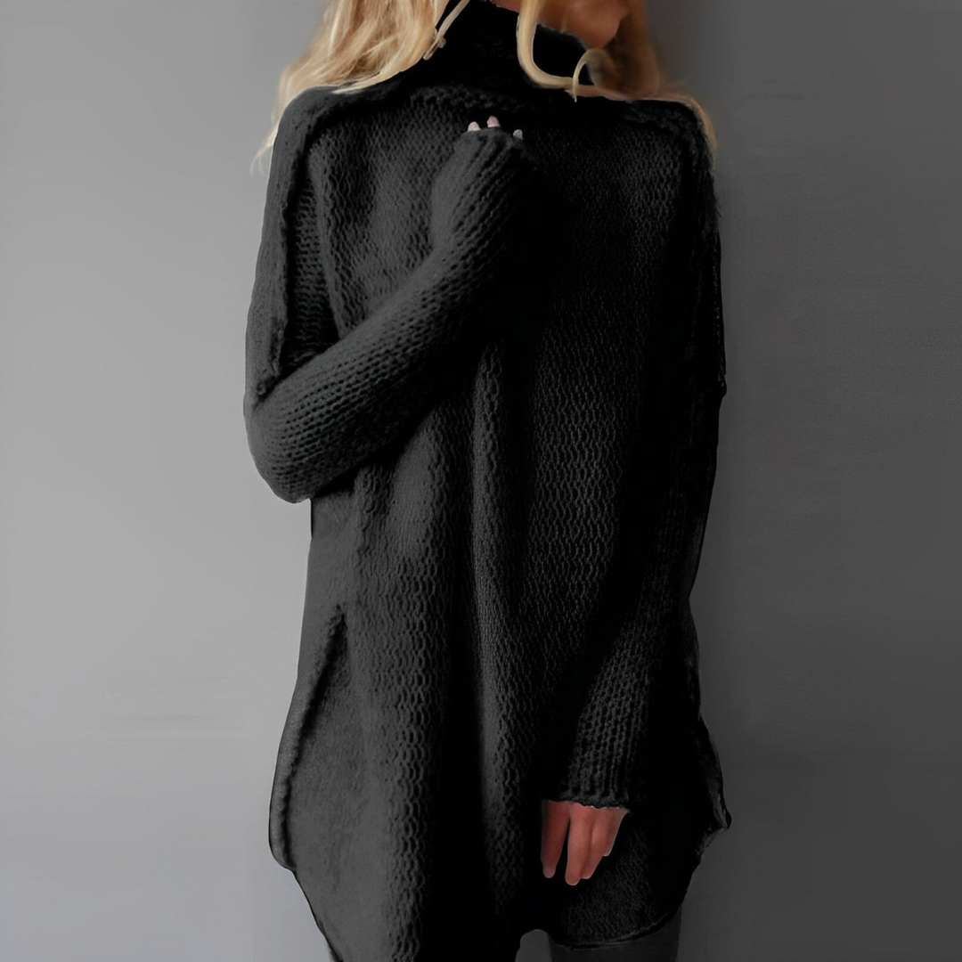 Elegante dames coltrui met lange mouw en stijlvolle pasvorm, gebreid voor een warme en comfortabele look.