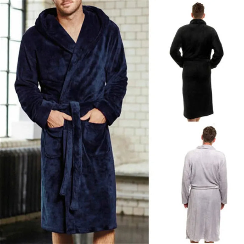 Comfortabele flanellen herenbadjas, ideaal als zachte loungekleding voor thuis. Warme badjas voor mannen.
