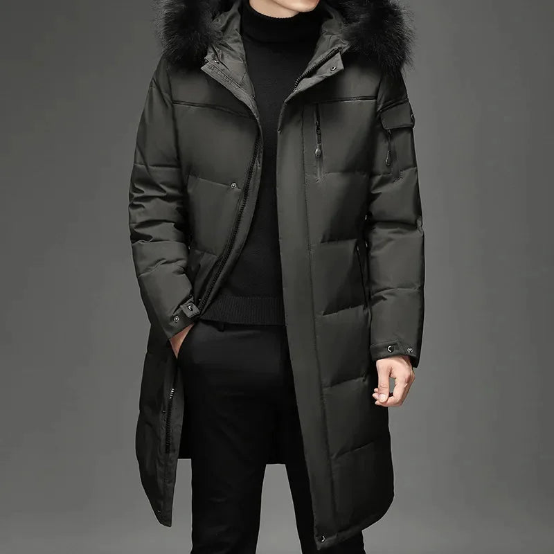 Warme, waterafstotende heren parka met capuchon, ideaal voor de koude winter.