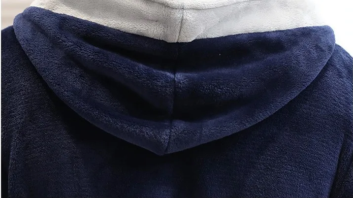 Heren badjas met capuchon en zakken, dikke warme lounge kleding voor thuis.